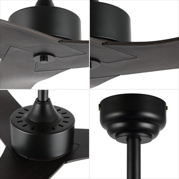 Aldrin 50" Modern Minimalist Iron/Plastic Mobile-App/Remote-Controlled 6-Speed Razor Ceiling Fan - JONATHAN Y